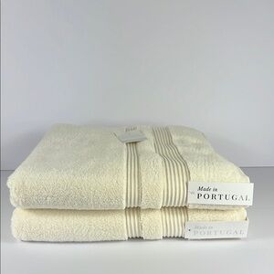 Felpinter Luxury Bath Towels Off White 100% Cotton Made in Portugal 2 Pc NEW